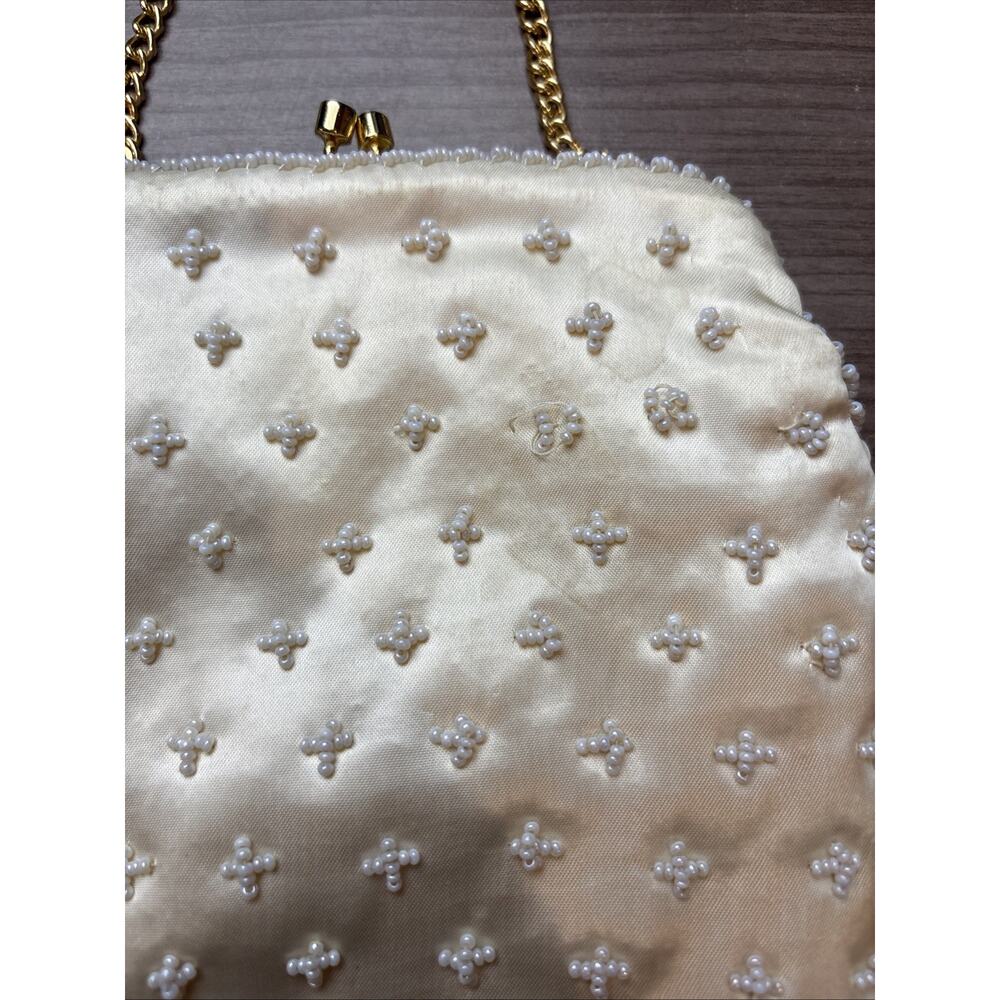 White Beaded/Sequins Clutch Purse - Picture 4 of 8